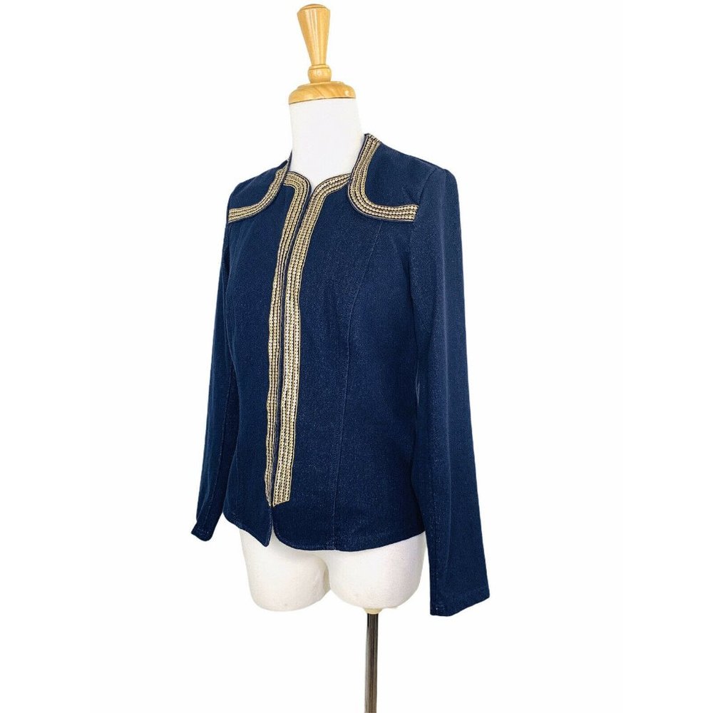 BOB MACKIE Designer VNTG Military Denim Jacket Blazer NWT - Picture 9 of 10